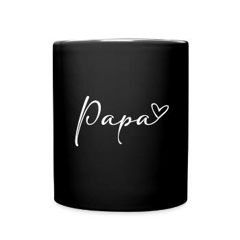 Papa Papi Dad Daddy Heart Love Father's Day Proclamation - Full Colour Mug - black - Front