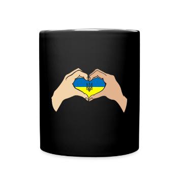 Ukraine Hand Heart Flag Support Ukraine - Tasse einfarbig - Schwarz - Vorne