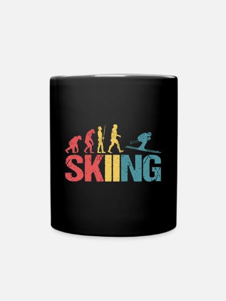 Evolution of Skiing - Tasse einfarbig - Schwarz