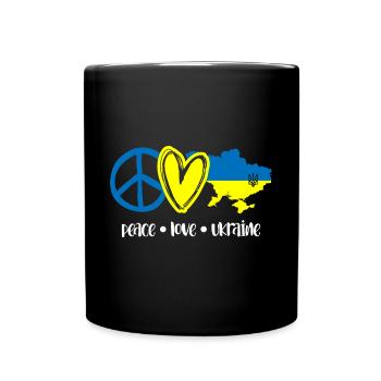 Peace Love Ukraine I Stand With Ukraine - Tasse einfarbig - Schwarz - Vorne