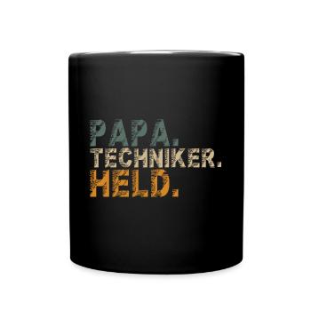 Techniker Abschluss Bestanden Papa Held Sprüche - Tasse einfarbig - Schwarz - Vorne