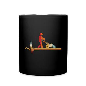 Vintage Herzschlag Rasenmäher Gartenarbeit Gärtner - Tasse einfarbig - Schwarz - Vorne