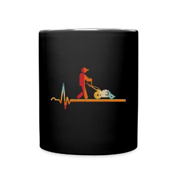 Vintage Herzschlag Rasenmäher Gartenarbeit Gärtner - Tasse einfarbig - Schwarz - Vorne