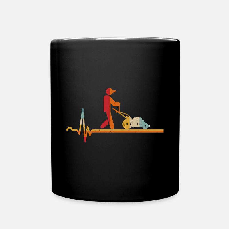 Herzschlag Rasenmäher Vintage Gartenarbeit Gärtner - Tasse einfarbig - Schwarz