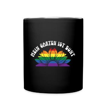 Mein Garten ist bunt LGBT Regenbogen Blume Gays - Tasse einfarbig - Schwarz - Vorne