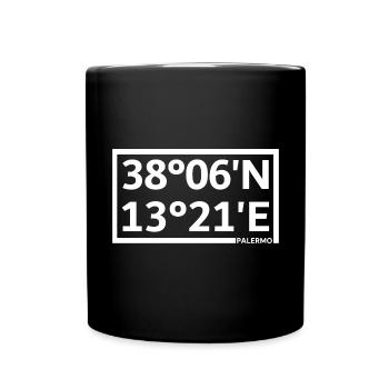 Palermo Koordinaten - Tasse einfarbig - Schwarz - Vorne