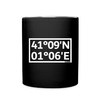 Reus Koordinaten - Tasse einfarbig - Schwarz - Vorne