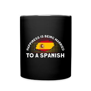 Spanische Flagge Spanische Wurzeln Geschenk - Tasse einfarbig - Schwarz - Vorne