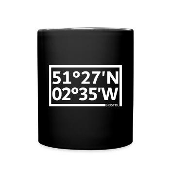 Bristol Koordinaten - Tasse einfarbig - Schwarz - Vorne
