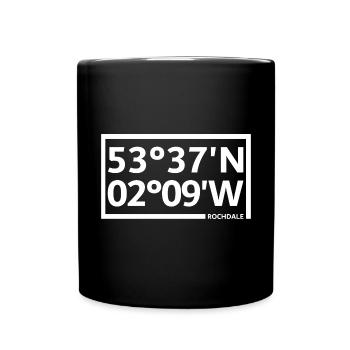 Rochdale Koordinaten - Tasse einfarbig - Schwarz - Vorne