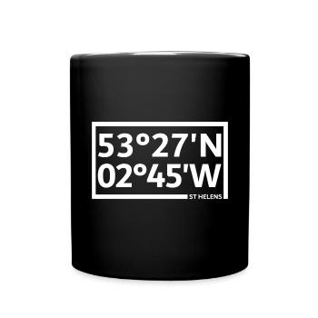 St Helens Koordinaten - Tasse einfarbig - Schwarz - Vorne