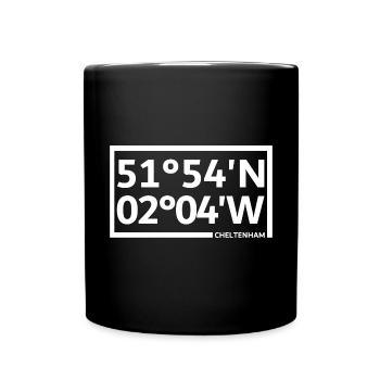 Cheltenham Koordinaten - Tasse einfarbig - Schwarz - Vorne
