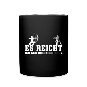 Bogensport Pfeil Bogen Bogenschießen Zielscheibe - Tasse einfarbig - Schwarz - Vorne