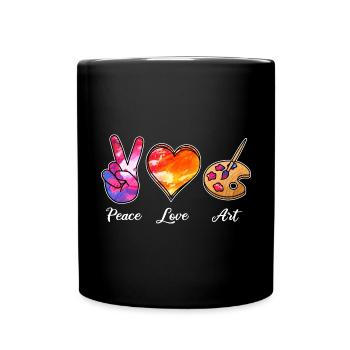 Peace Love Art - Maler, Künstler, Bilder - Tasse einfarbig - Schwarz - Vorne