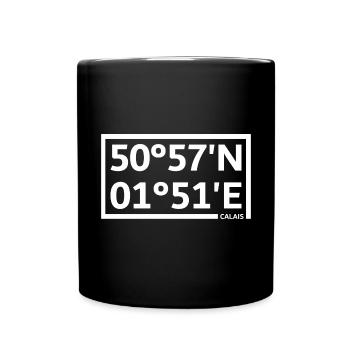 Calais Koordinaten - Tasse einfarbig - Schwarz - Vorne