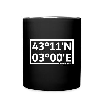 Narbonne Koordinaten - Tasse einfarbig - Schwarz - Vorne
