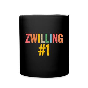 Zwillingsgeschwister Zwilling Zwillinge - Tasse einfarbig - Schwarz - Vorne