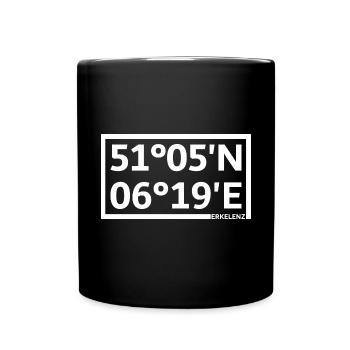 Erkelenz Koordinaten - Tasse einfarbig - Schwarz - Vorne