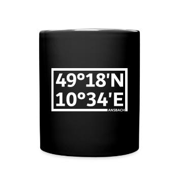 Ansbach Koordinaten - Tasse einfarbig - Schwarz - Vorne