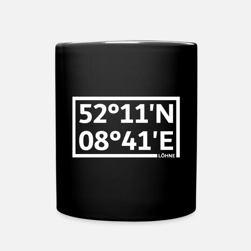 Löhne Koordinaten - Tasse einfarbig - Schwarz
