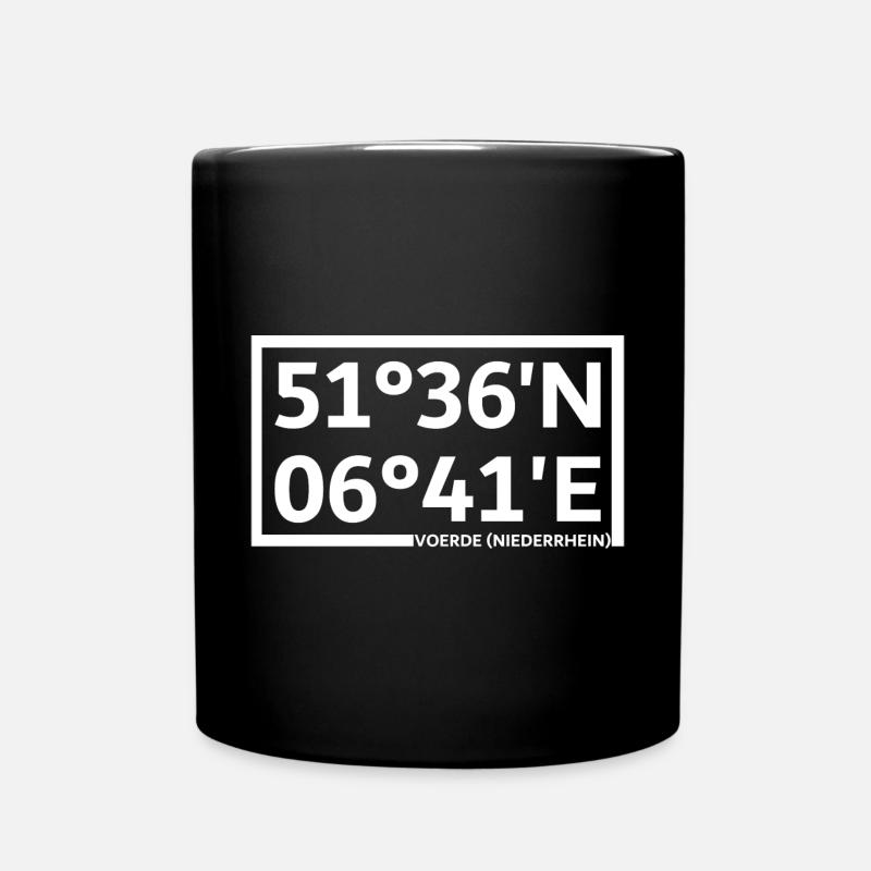 Voerde (Niederrhein) Koordinaten - Tasse einfarbig - Schwarz