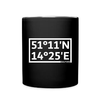 Bautzen Koordinaten - Tasse einfarbig - Schwarz - Vorne