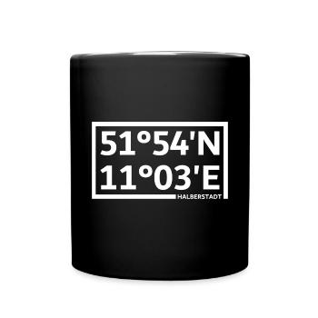 Halberstadt Koordinaten - Tasse einfarbig - Schwarz - Vorne
