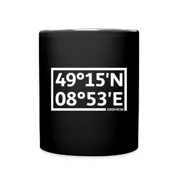 Sinsheim Koordinaten - Tasse einfarbig - Schwarz - Vorne