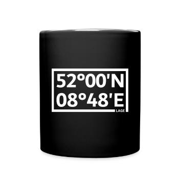 Lage Koordinaten - Tasse einfarbig - Schwarz - Vorne