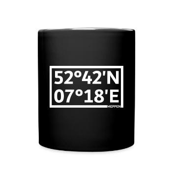 Meppen Koordinaten - Tasse einfarbig - Schwarz - Vorne