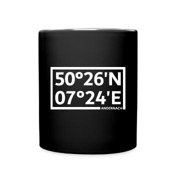 Andernach Koordinaten - Tasse einfarbig - Schwarz - Vorne