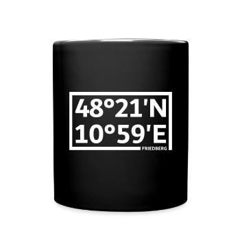 Friedberg Koordinaten - Tasse einfarbig - Schwarz - Vorne