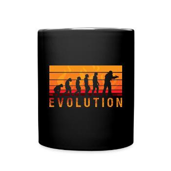 Evolution Feuerwehr Retro Feuerwehrmann Beruf - Tasse einfarbig - Schwarz - Vorne