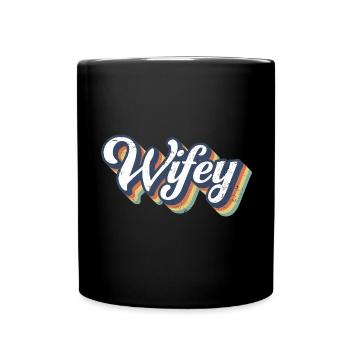 Retro Wifey Matching Couple Wedding Party Marriage - Full Colour Mug - black - Front