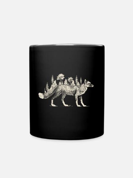 Fox Forest Silhouette Randonnée Nature Animal - Mug uni - noir