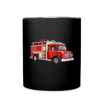 Feuerwehrauto Feuerwehr Löschfahrzeug Brand - Tasse einfarbig - Schwarz - Vorne