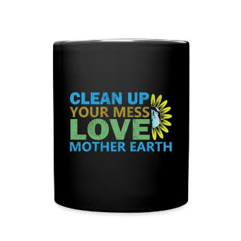 Earth Day Environmentally Friendly Earth Planet Saving - Full Colour Mug - black - Front