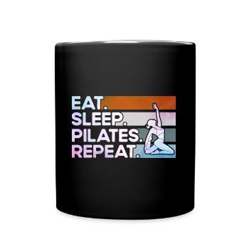 Pilates Manger Sommeil Pilates Cadeau à répéter - Mug uni - noir - Devant