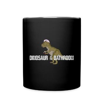 Dinosaurier im Badezimmer - Dino Humor - Tasse einfarbig - Schwarz - Vorne