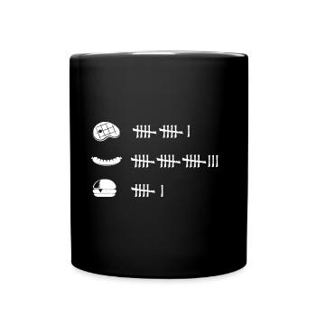 Barbecuing "all you can eat" BBQ eating contest - Full Colour Mug - black - Front