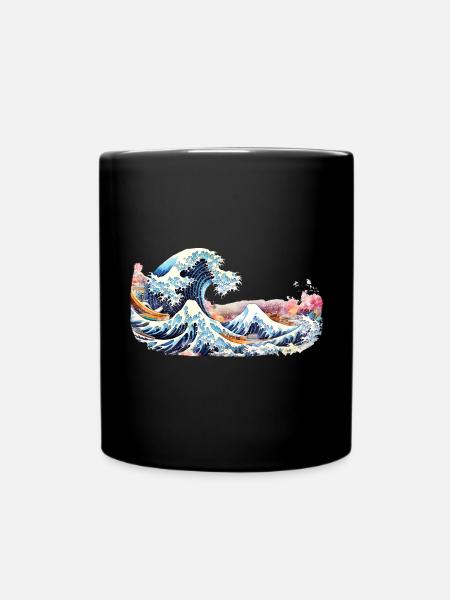 Japanische Welle Great Wave of Kanagawa - Tasse einfarbig - Schwarz