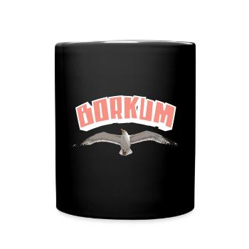 Borkum Möwe - Tasse einfarbig - Schwarz - Vorne