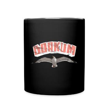 Borkum Möwe Vintage Used Look - Tasse einfarbig - Schwarz - Vorne