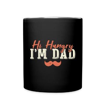 Hallo Hungrig, ich bin Papa - Tasse einfarbig - Schwarz - Vorne