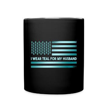 Je porte du sarcelle pour mon mari - Mug uni - noir - Devant