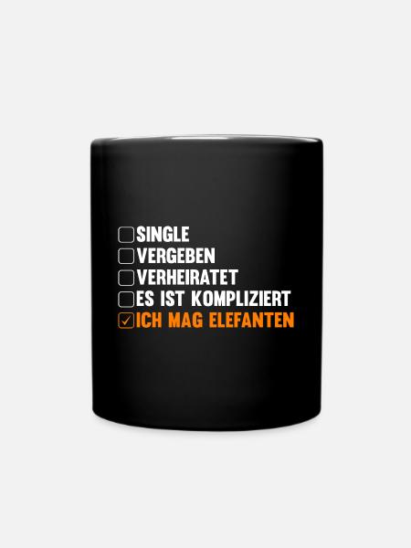 Elefant Elefanten - Tasse einfarbig - Schwarz