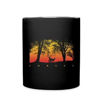 Forest Sunset Sunrise Graphic - Full Colour Mug - black - Front