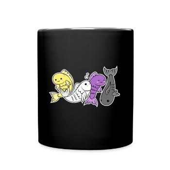 Non-binary flag fish design for proud Enbys - Full Colour Mug - black - Front