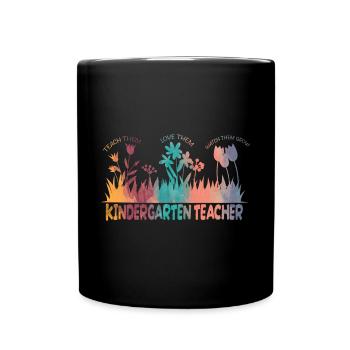 Kindergarten Teacher Flower Groovy Teacher Back to top - Full Colour Mug - black - Front