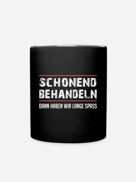 Schonend behandeln lustige Lebensweisheit - Tasse einfarbig - Schwarz